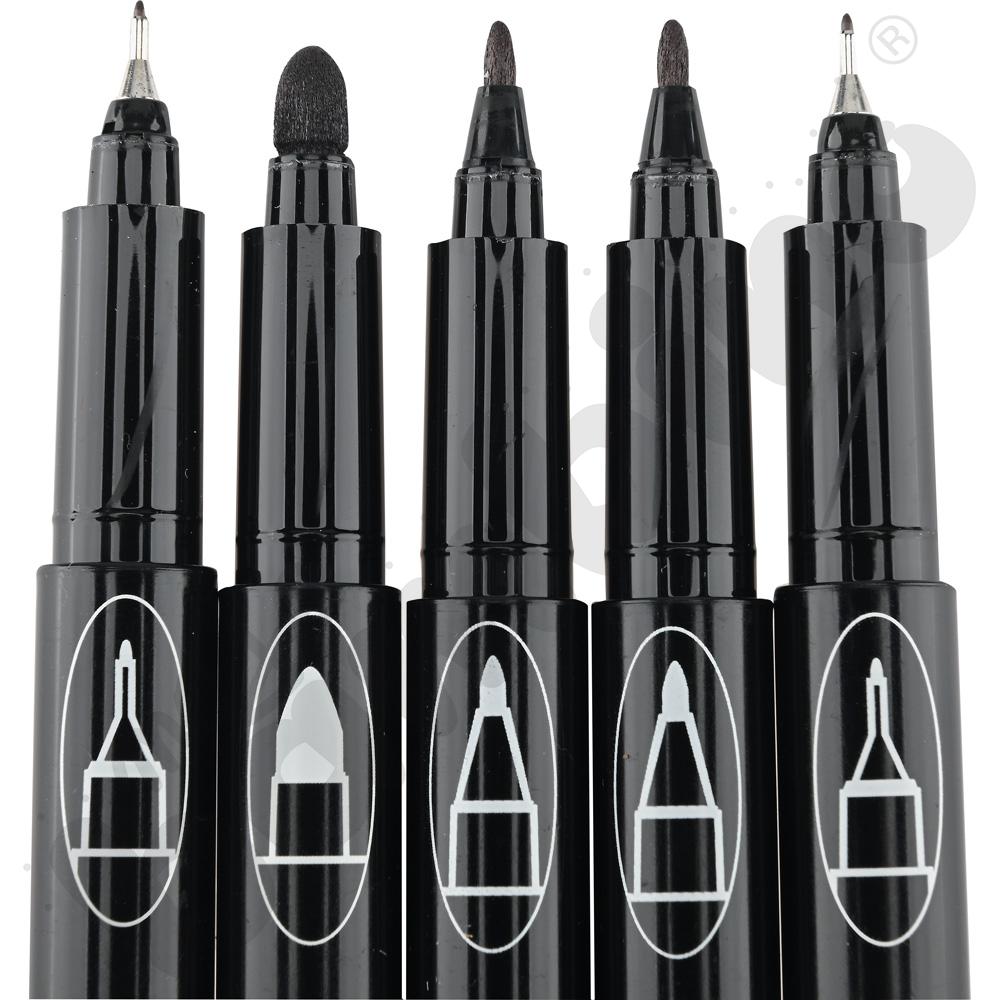 Markery z różnymi końcówkami, 5 szt.