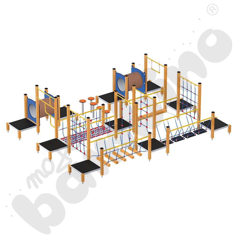 Zestaw sportowo-sprawnościowy, drewniane słupy