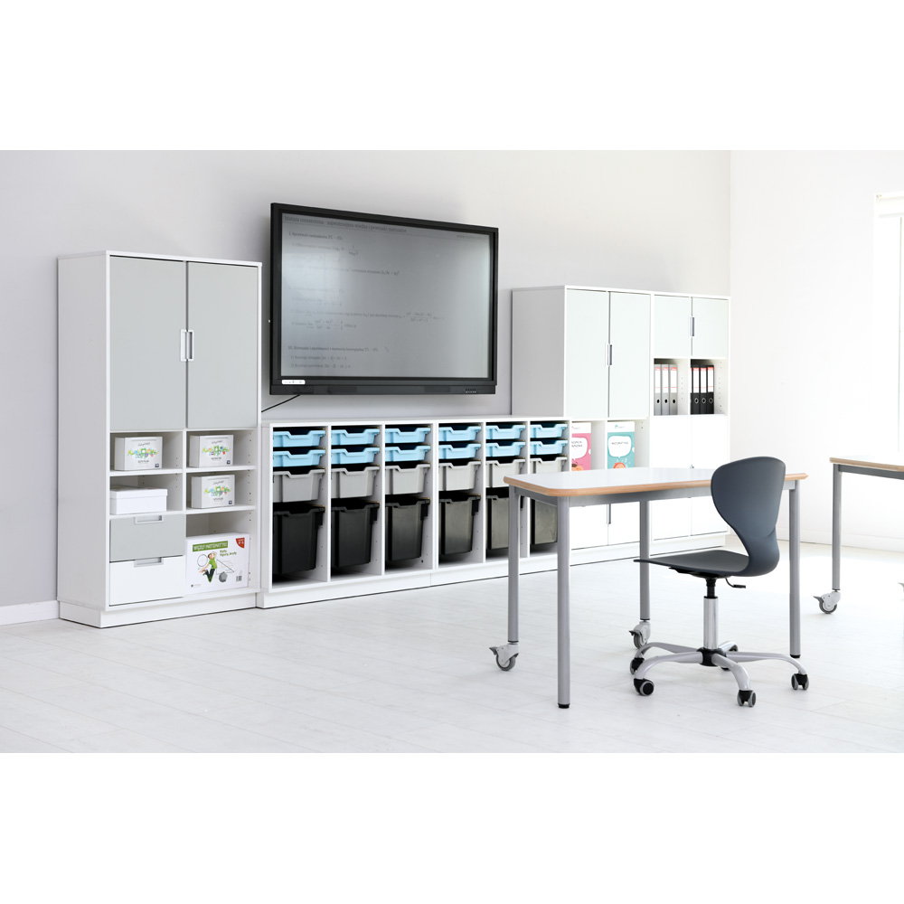 Quadro - regál XL s predelom a 3 policami, biela 