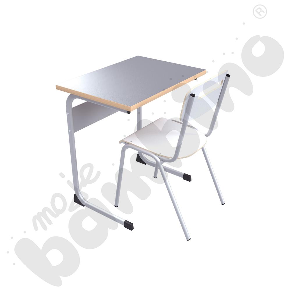 Stół IN-C 1-os. szary z krzesłem H białym, rozm. 6