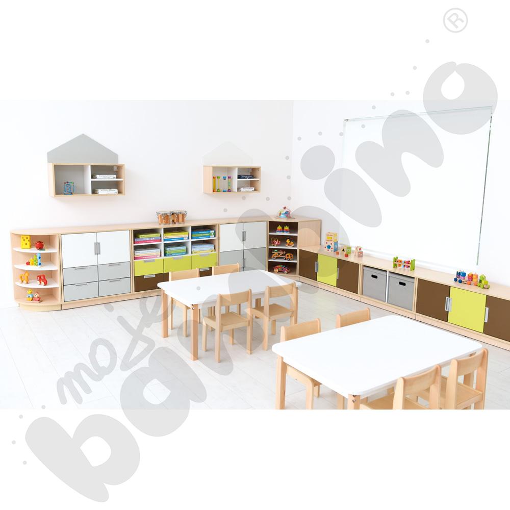 Szafka wisząca Tika - domek Quadro szary, skrzynia klon 