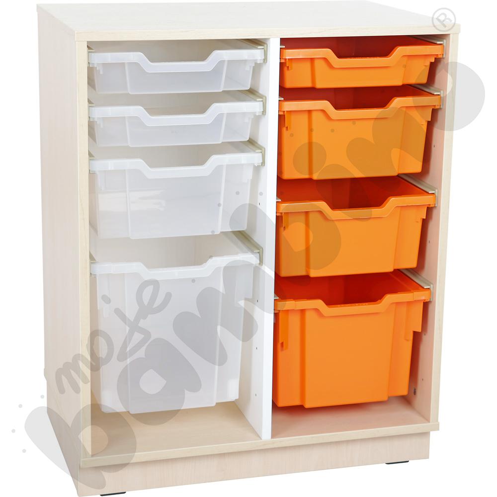 Quadro - szafka M na plastikowe pojemniki - z przegrodą, klon jasny
