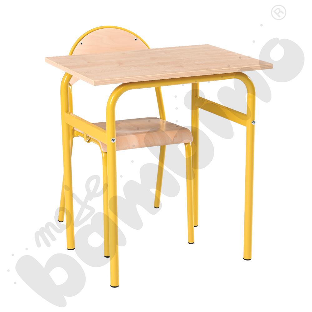 Stół Daniel 1-os. klon 375 z krzesłem P, rozm. 6, musztardowy