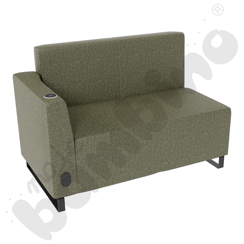 Sofa Universum 2-os. wys. 82 cm, bok niski lewy z gniazdkiem elektrycznym i indukcją, tkanina RO27