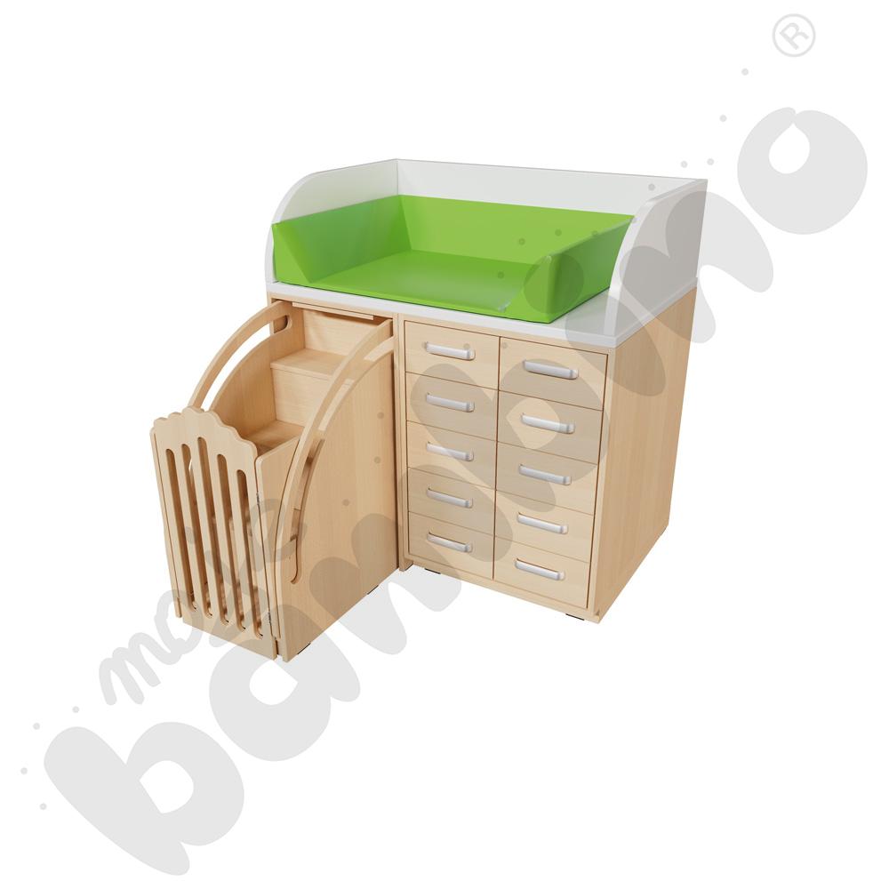 Przewijak, szer. 115 cm ze schodami - zielony materac