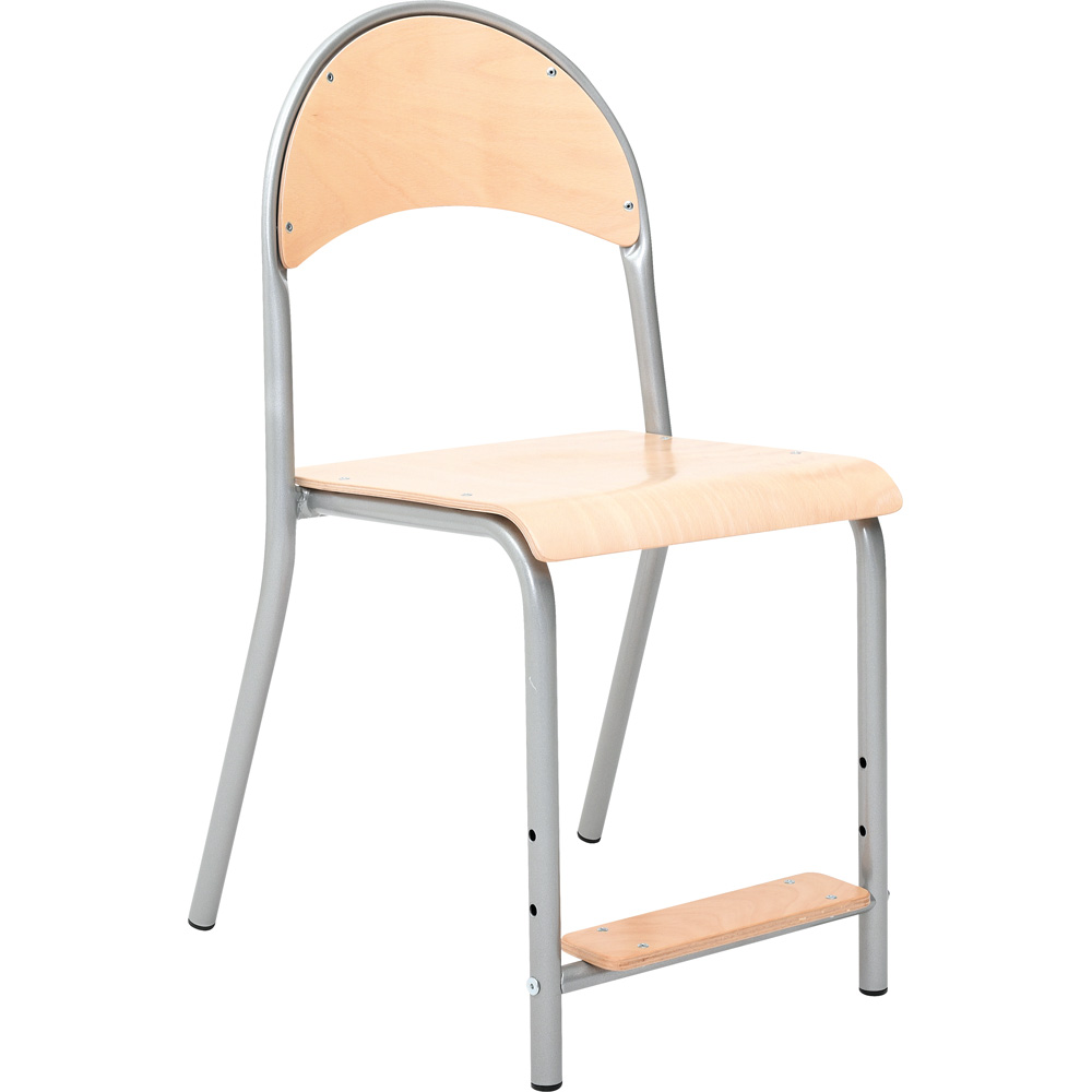 Stolička P s podnožkou veľ. 6, výška 46 cm - k stolom 76 cm, strieborná