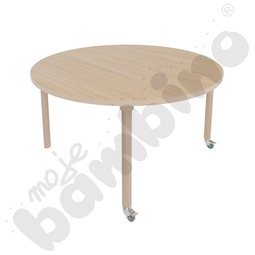 Stół Marcus 120 x 120 cm, rozm. 5, nogi drewniane brzozowe z 2 kółkami, blat klon, obrzeże ABS