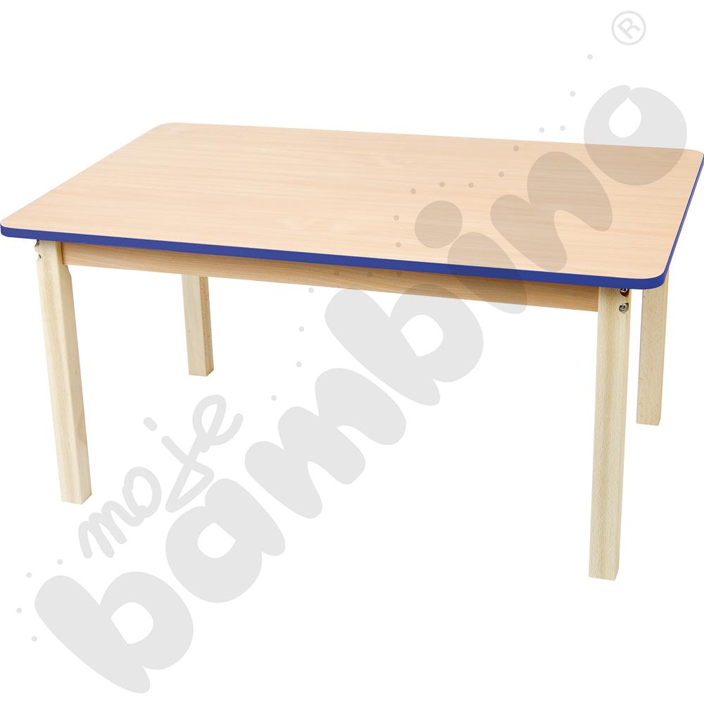 Blat klonowy prostokątny z niebieskim obrzeżem