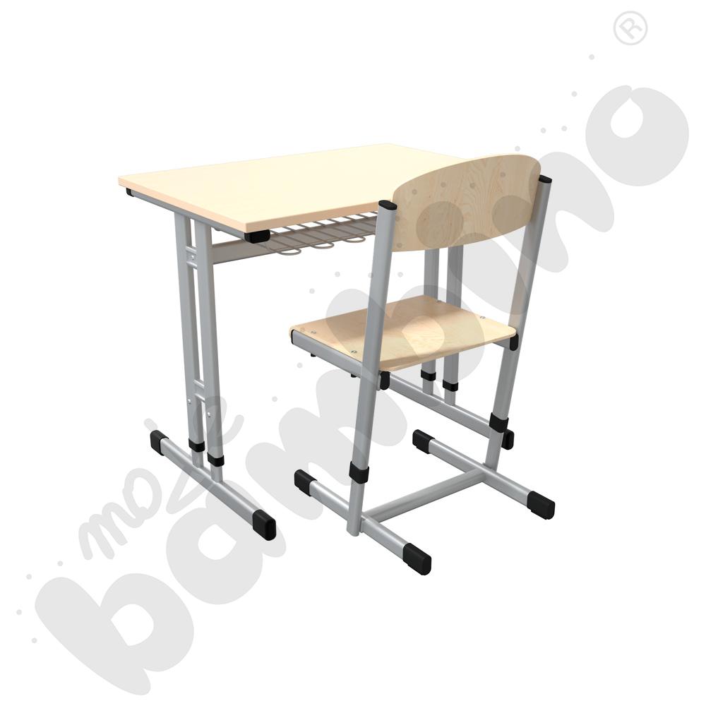   Stół IN-R 1-os. klon jasny z koszykiem i krzesłem T, rozm. 3-4, aluminium  