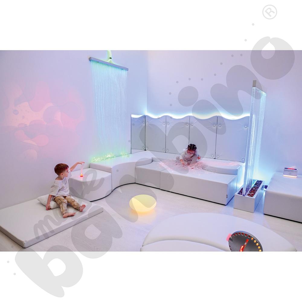 Pufa prostokątna z falą biała, wys. 45,5 cm