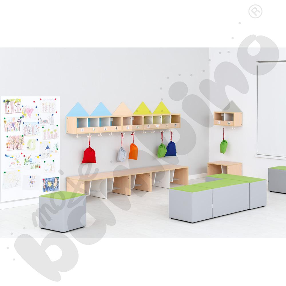 Szatnia Domek półka 2 os., szer. 47,40 cm, szara, skrzynia klon 