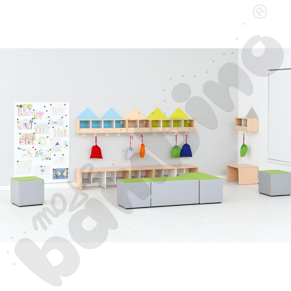 Szatnia Domek półka 2 os., szer. 47,40 cm, szara, skrzynia klon 