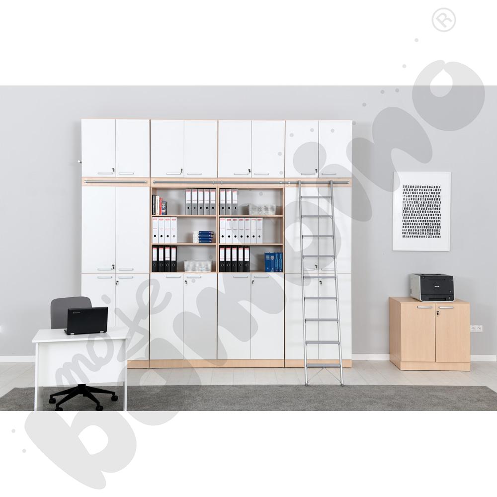 Grande - Wysoki regał z modułem do mocowania drabiny 27 - klonowo-biały