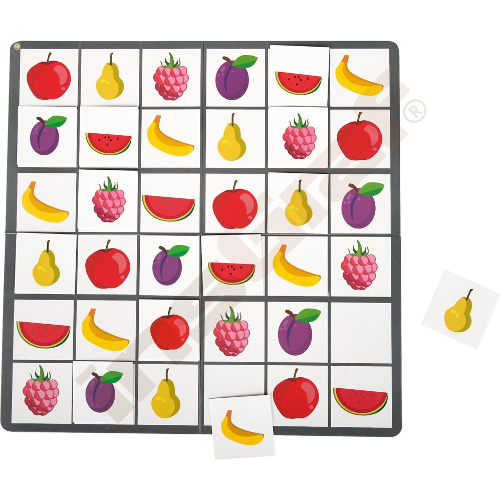 Oboustranné sudoku 6 x 6 – ovoce a ptáci