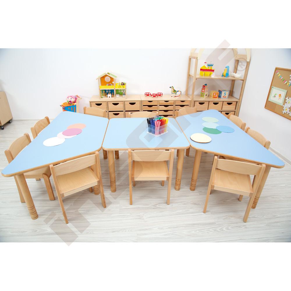 Štvorcový stôl Flexi, výška 40-58 cm - k stoličkám 21-35 cm (veľ. 1-3) - bledomodrá