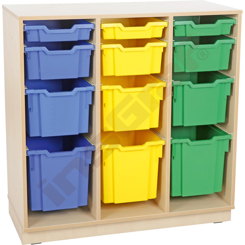 Skříňka Flexi L na zásobníky, se soklem - 3 sloupy