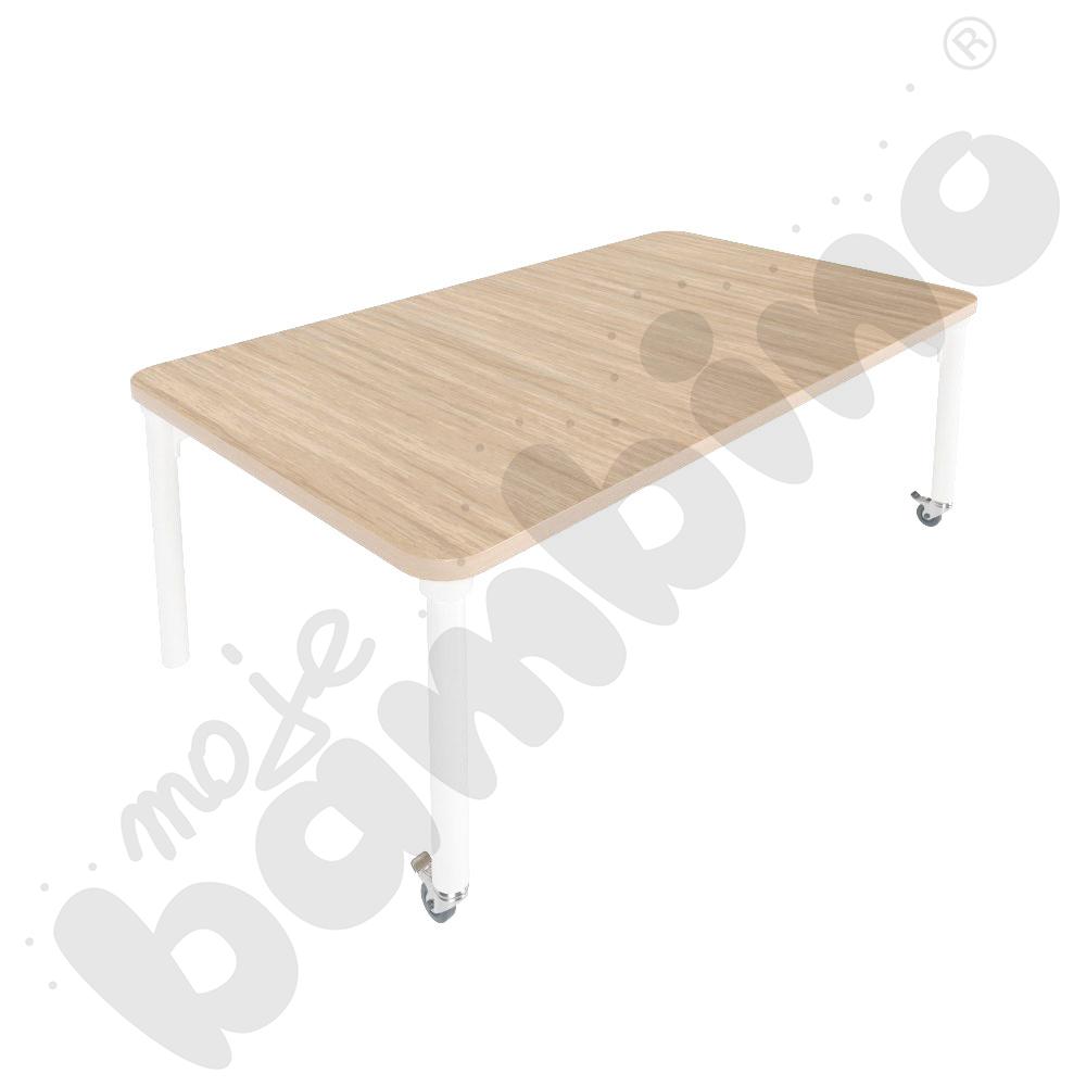 Stół Marcus 120 x 60 cm, rozm. 1, nogi drewniane białe z 2 kółkami, blat klon, obrzeże ABS