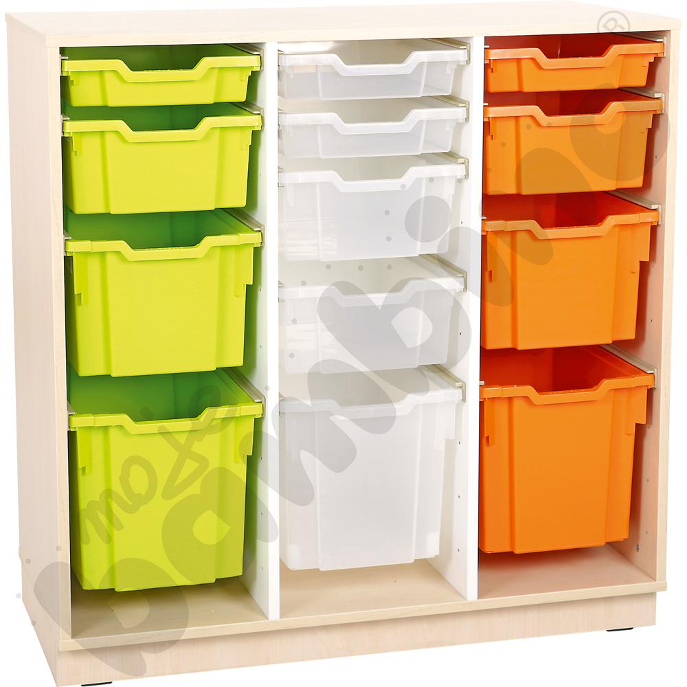 Quadro - szafka M+ na plastikowe pojemniki - z 2 przegrodami, klon jasny