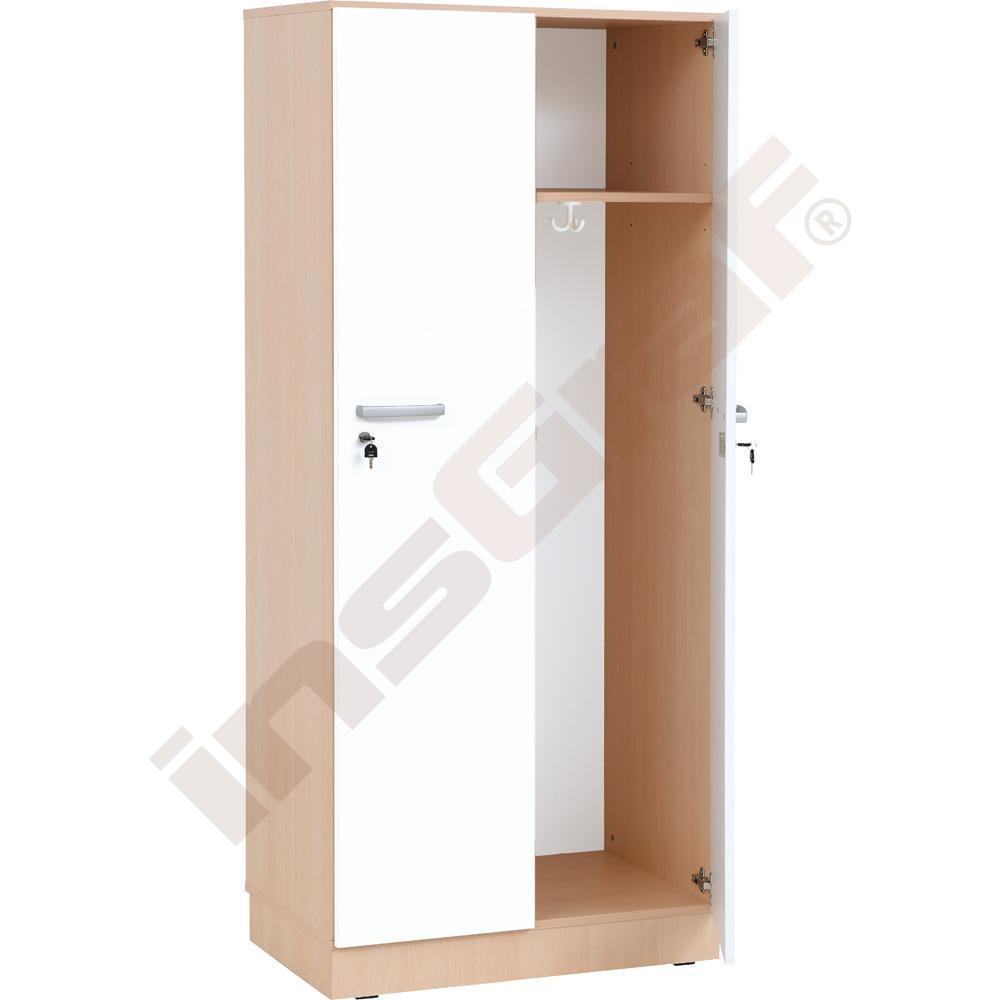 Šatní skříň Grande nízká pro 2 osoby, hloubka 49,8 cm - světlý javor + bílá dvířka