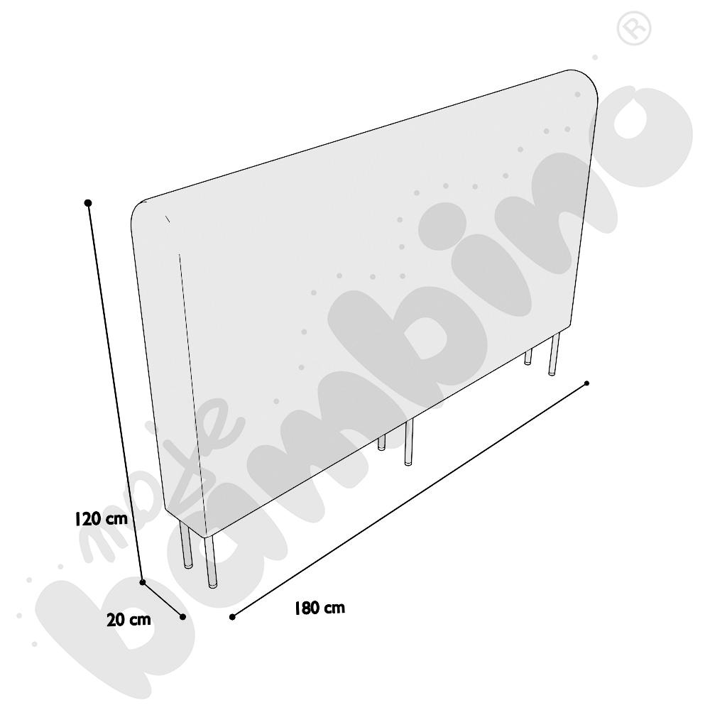 Moduł Versa 180x20x120 cm z plastikowymi stopkami, stelaż jasnoszary, tkanina RO33