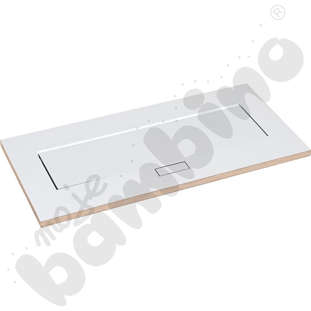 Biurko Grande z metalowymi nogami i mediaportem, klon jasny