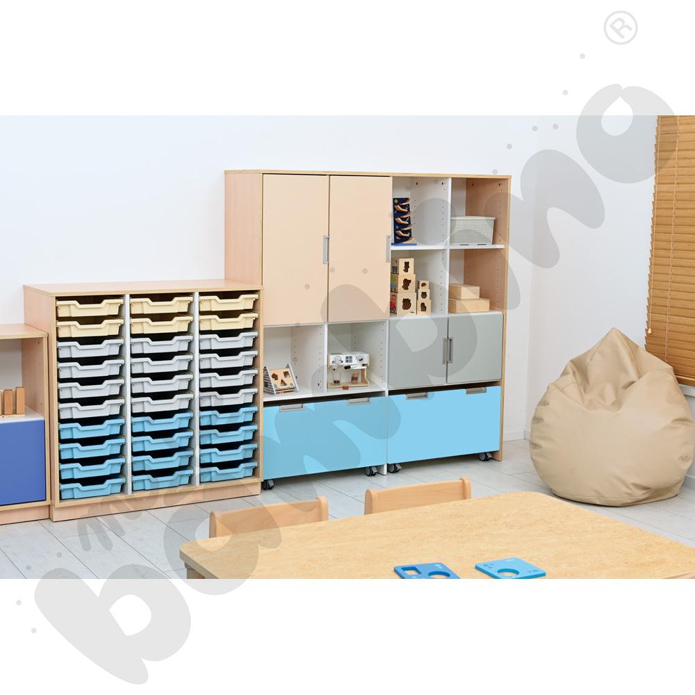 Quadro - szafka M+ na plastikowe pojemniki - z 2 przegrodami, klon jasny