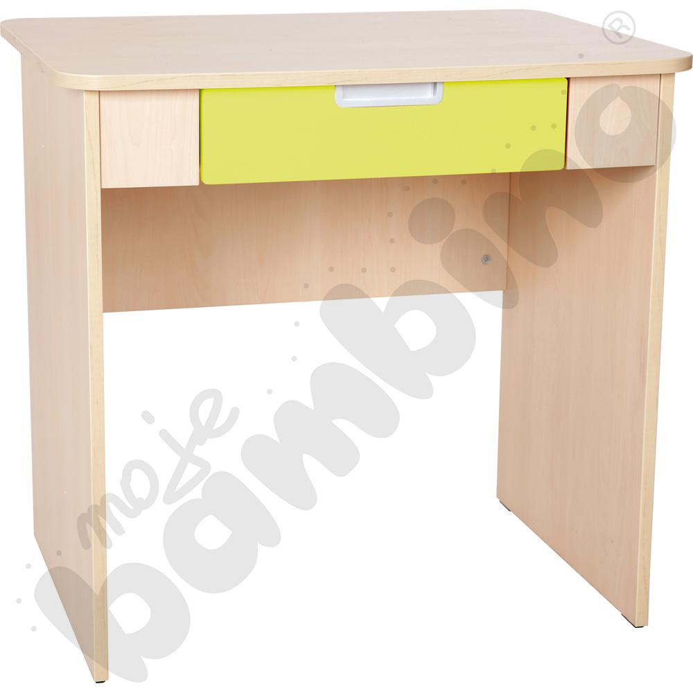   Quadro – biurko z szeroką szufladą – limonkowe, skrzynia klon jasny  