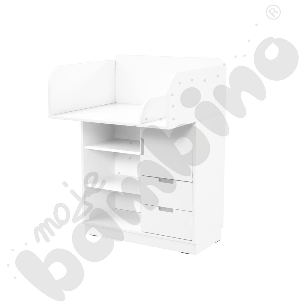 Przewijak z szafką Quadro, biały z białymi frontami