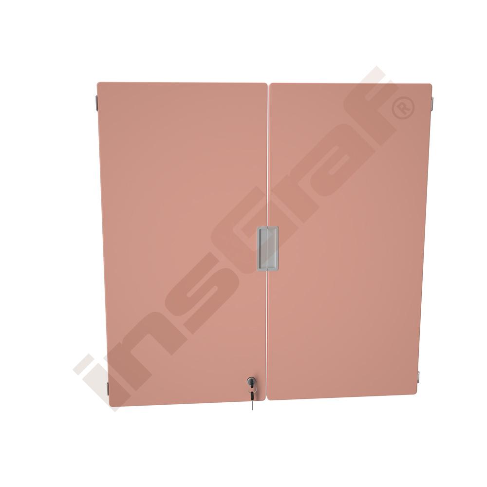 Quadro - dvířka 90° se zámkem střední, 1 pár, tichý doraz - lososová