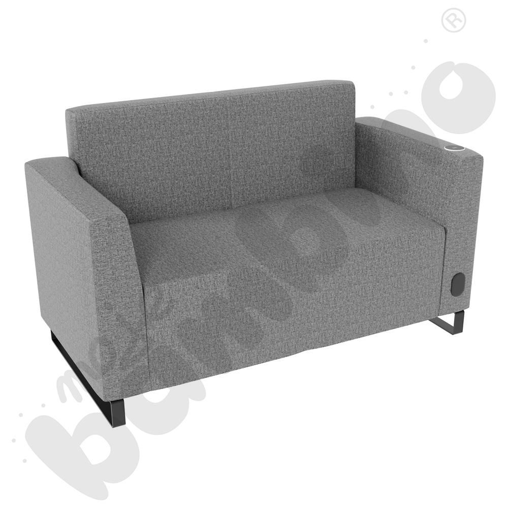 Sofa Universum 2-os. wys. 82 cm, 2 boki niskie, prawy z gniazdkiem elektrycznym i indukcją, tkanina RO39