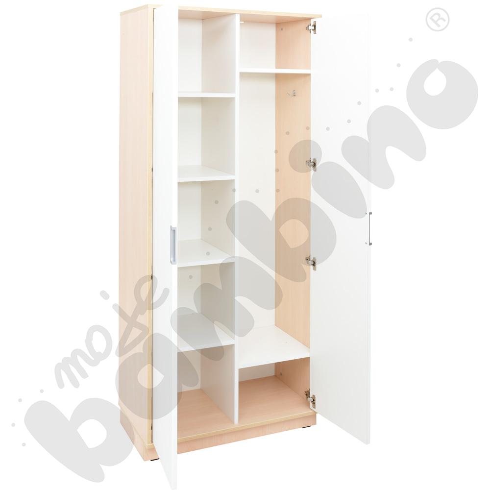 Quadro - szafa ubraniowa 180 st. - biała, skrzynia klon jasny