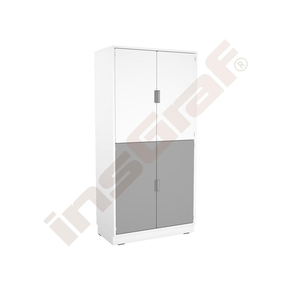 
Schrank XL ohne Mittelwand, mit Türen, B 79, weiß - weiß/grau (Quadro 237W-180°)
