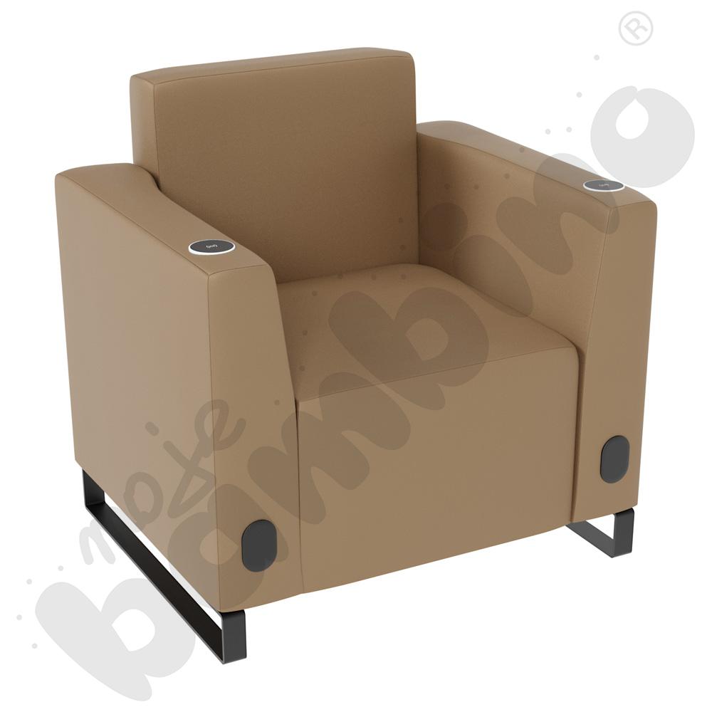 Fotel Universum wys. 82 cm, 2 boki niskie, oba z gniazdkiem elektrycznym i indukcją, tkanina MT04