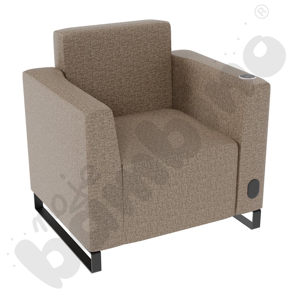 Fotel Universum wys. 82 cm, 2 boki niskie, prawy z gniazdkiem elektrycznym i indukcją, tkanina RO36