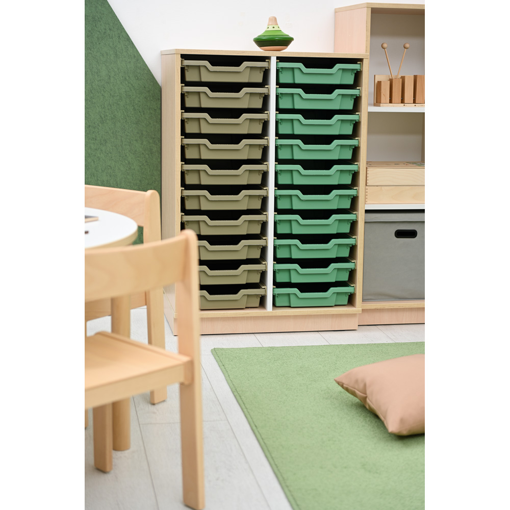 Quadro - skrinka M+ na plastové úložné boxy, s predelom