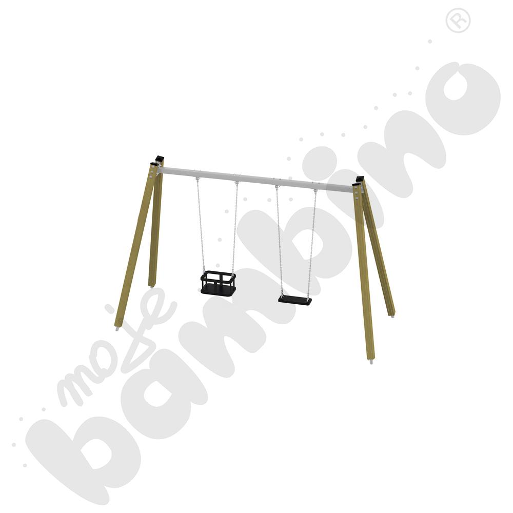 Huśtawka podwójna drewniana Triangulo/ bez zawiesi