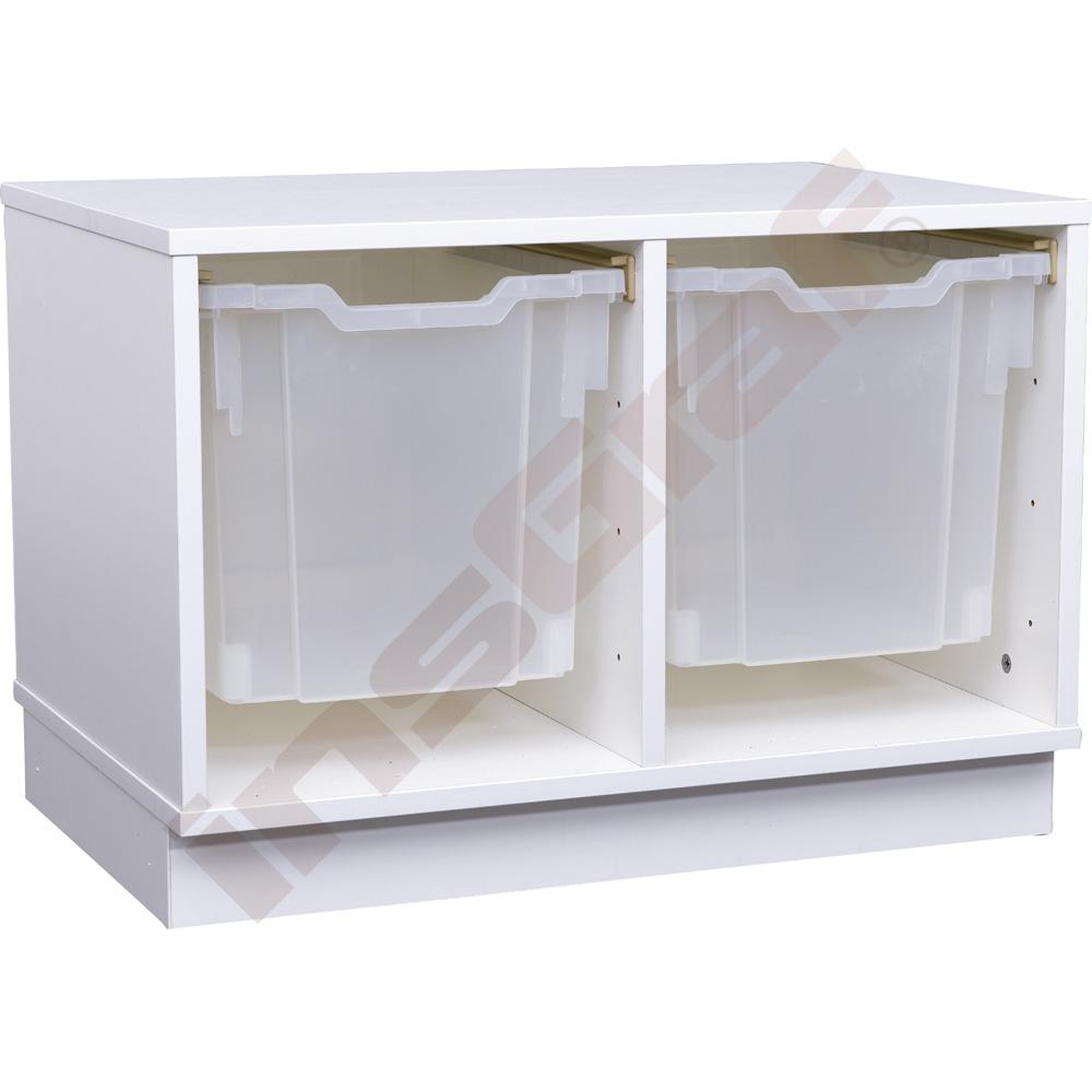 Quadro - skrinka S na plastové úložné boxy - s predelom, biela