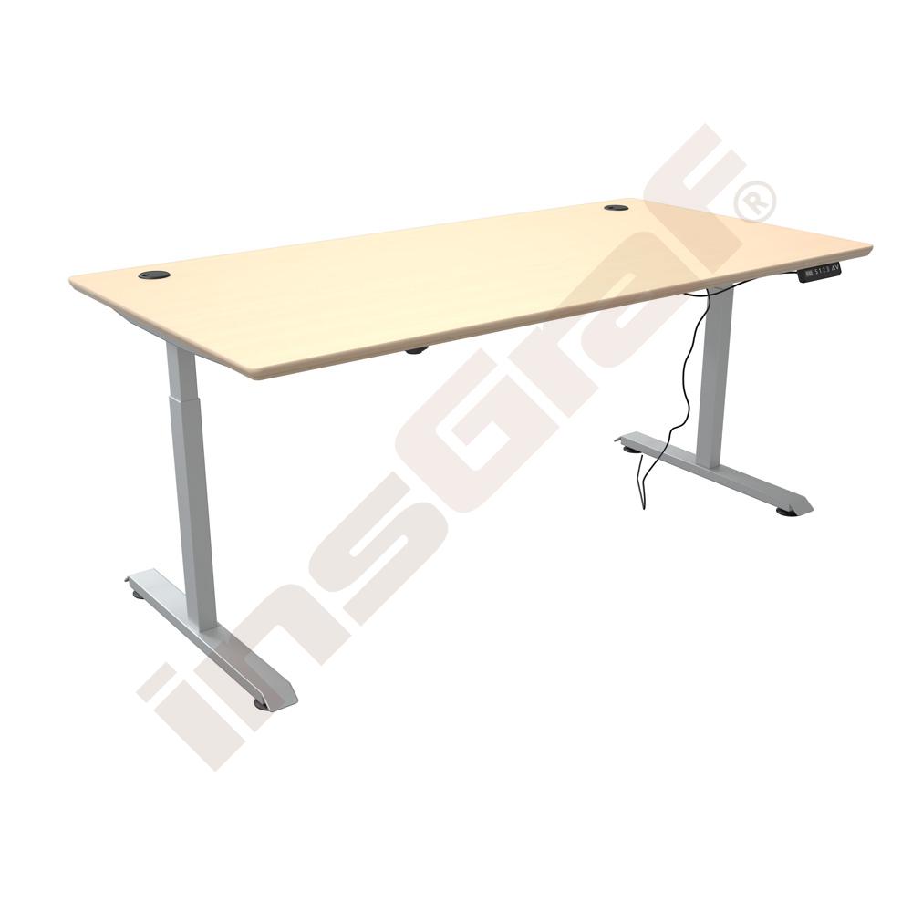 
Elektrisch hvstb. Tisch Hugo, 160 x 80 cm, TH 70-117 cm - alufarben - Ahorn Jylland
