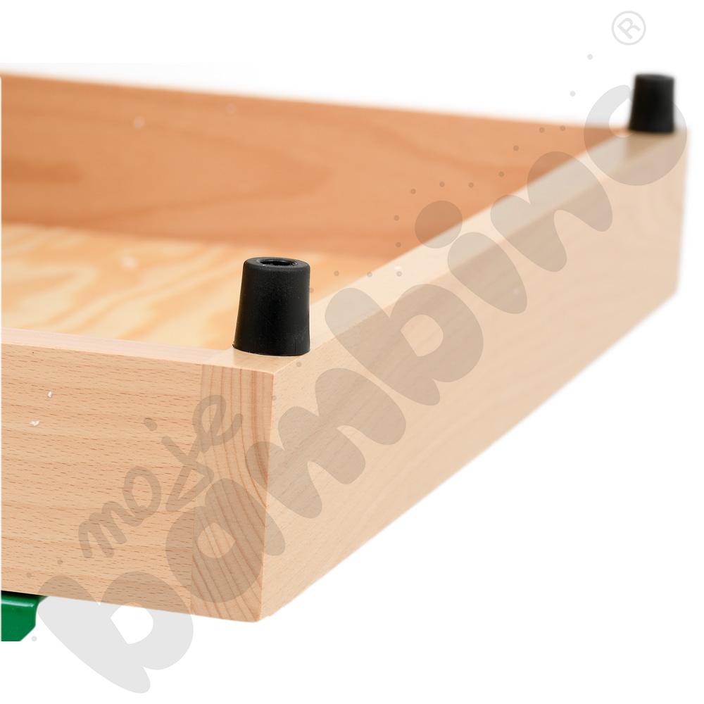 Stół z drewnianą skrzynką na książki, zielony