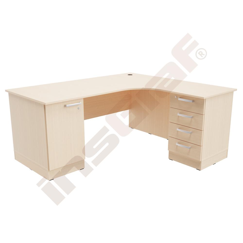 
Grande L-Schreibtisch mit Schrank, Sitzplatz links - Ahorn Jylland
