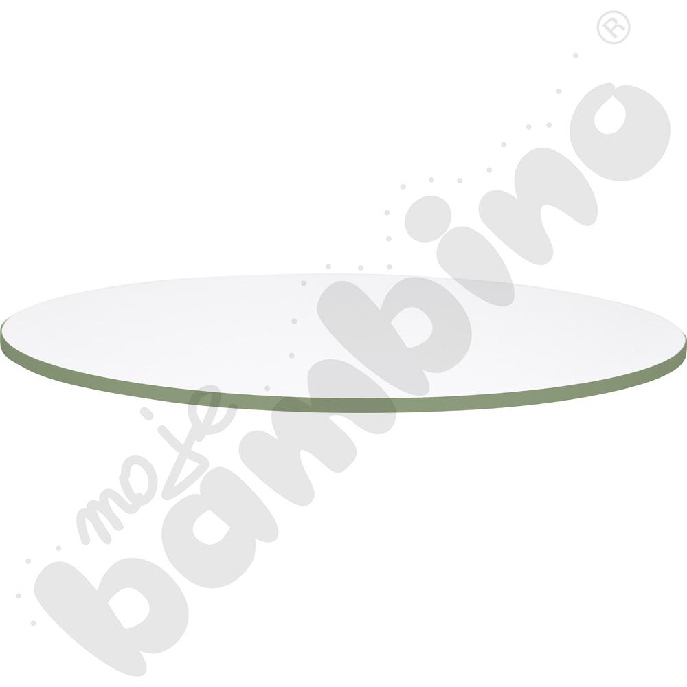 Blat Quadro biały okrągły, oliwkowe obrzeże