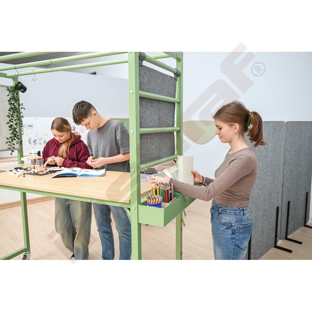 Mobiler Multifunktionstisch MultiDesk, mit Zubehör, Ahorn Jylland