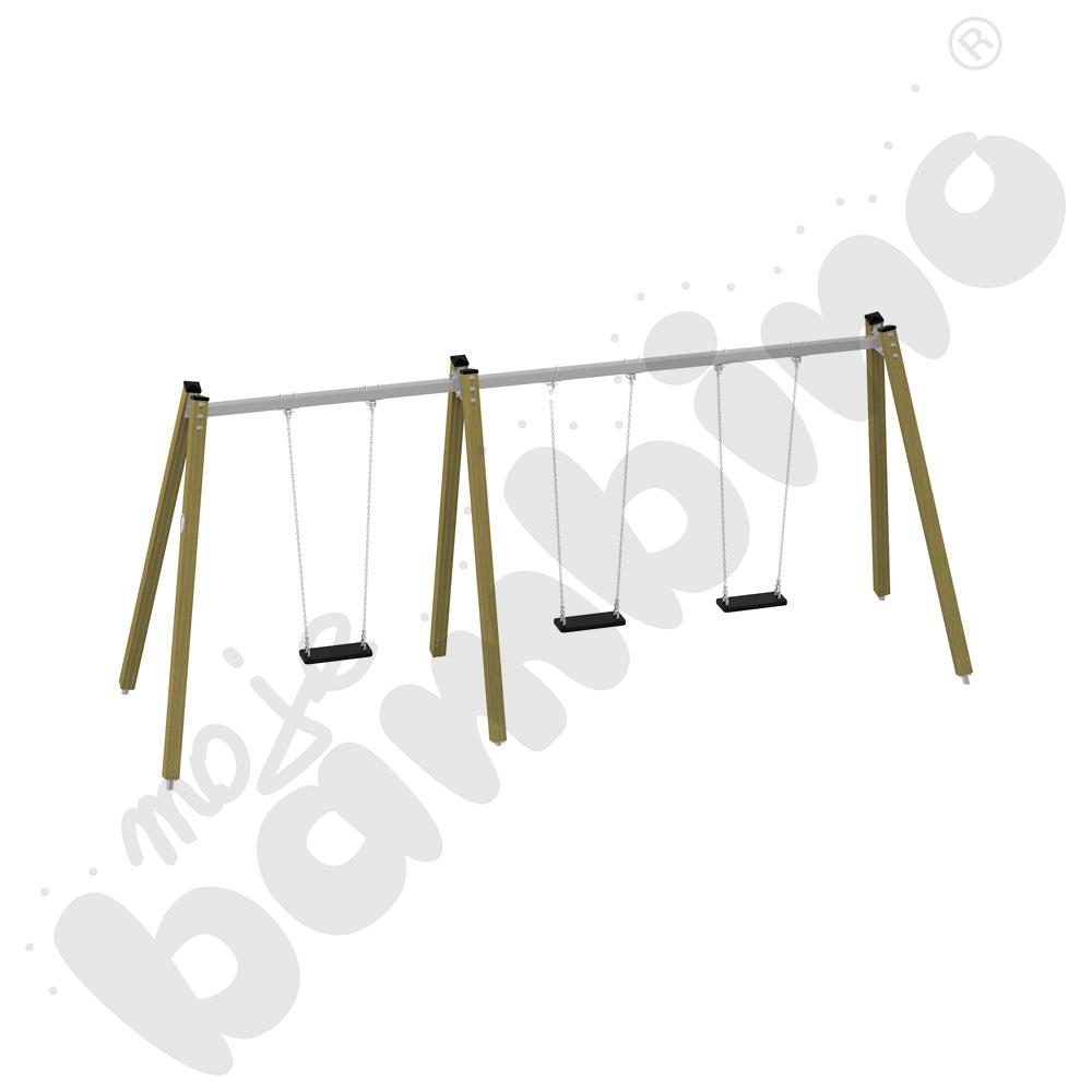 Huśtawka potrójna drewniana Triangulo/ bez zawiesi