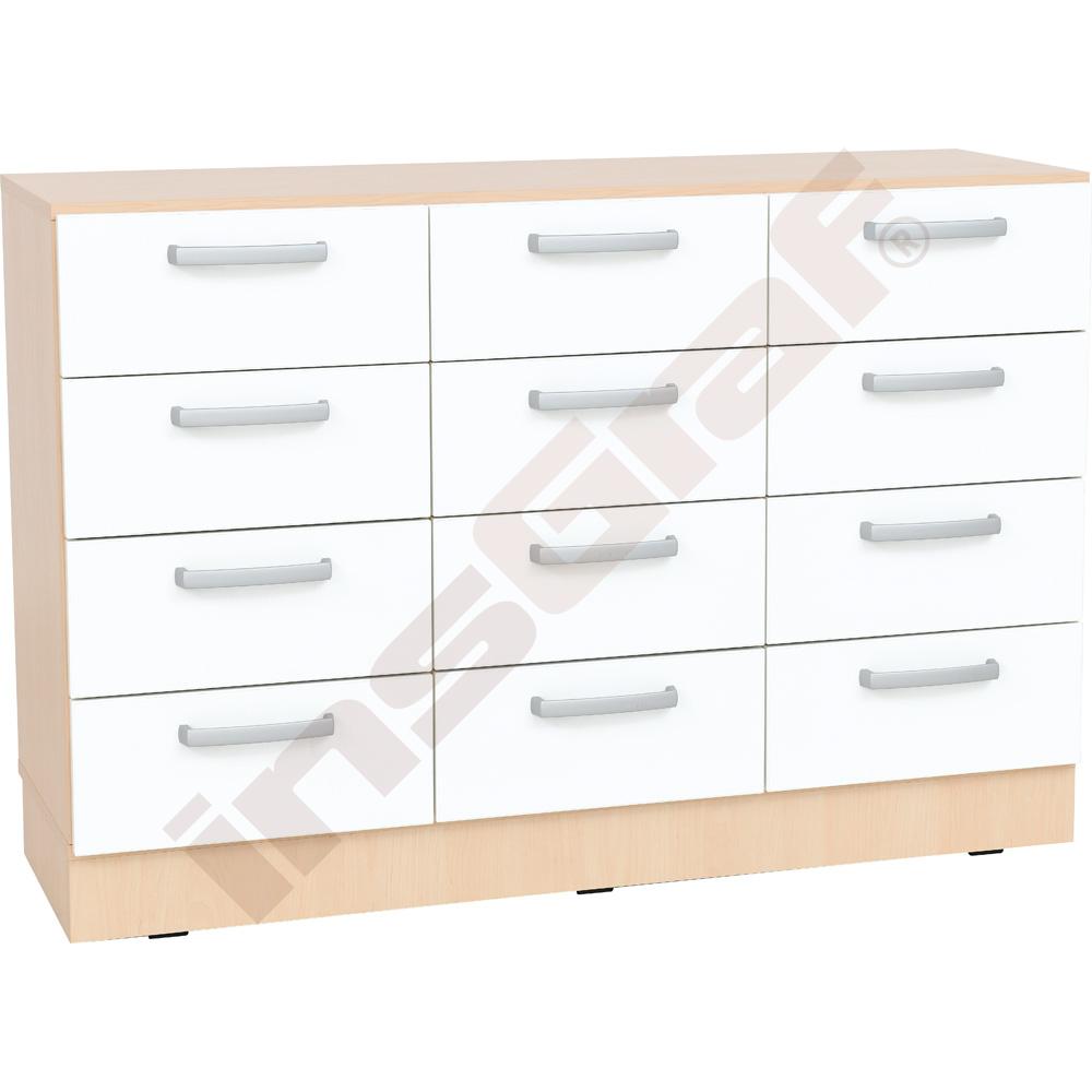 
Grande Schrank M, T 48, mit 12 Schubladen - Ahorn Jylland, Fronten weiß

