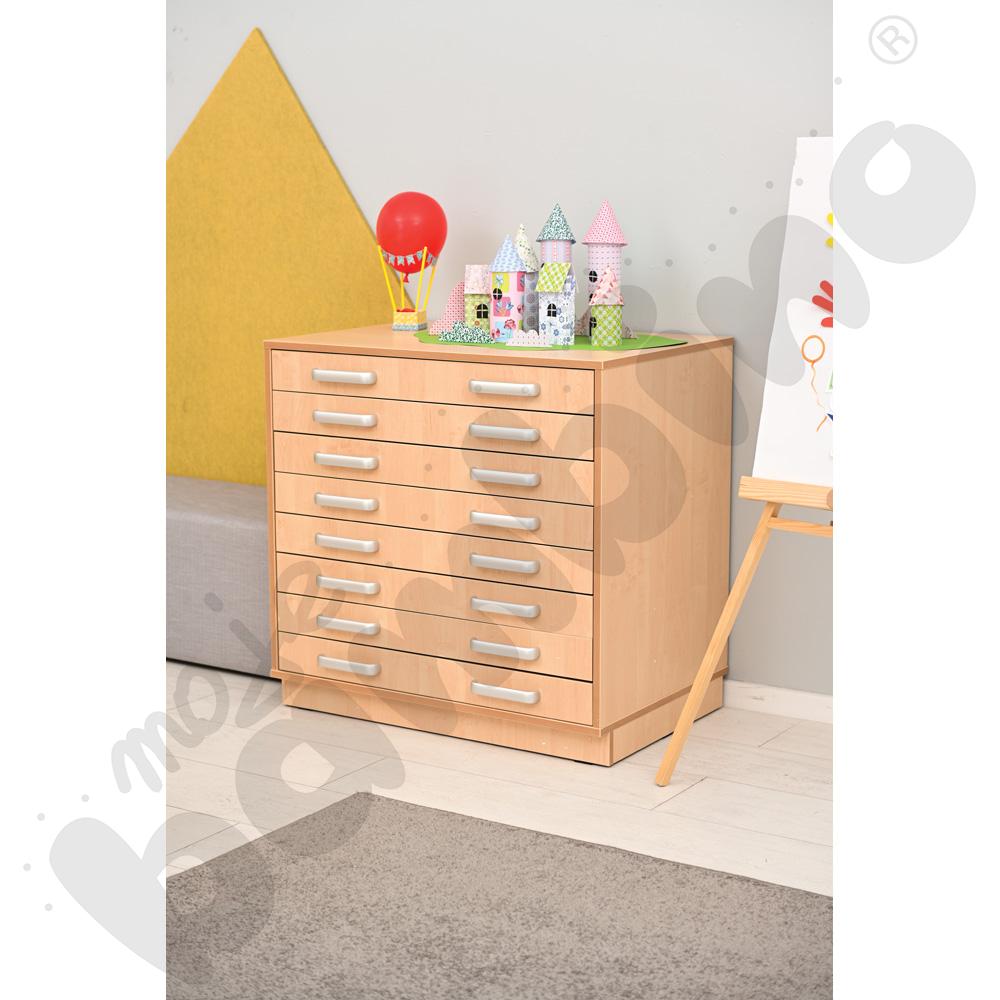 Szafka Flexi D z szerokimi szufladami na cokole, brzoza