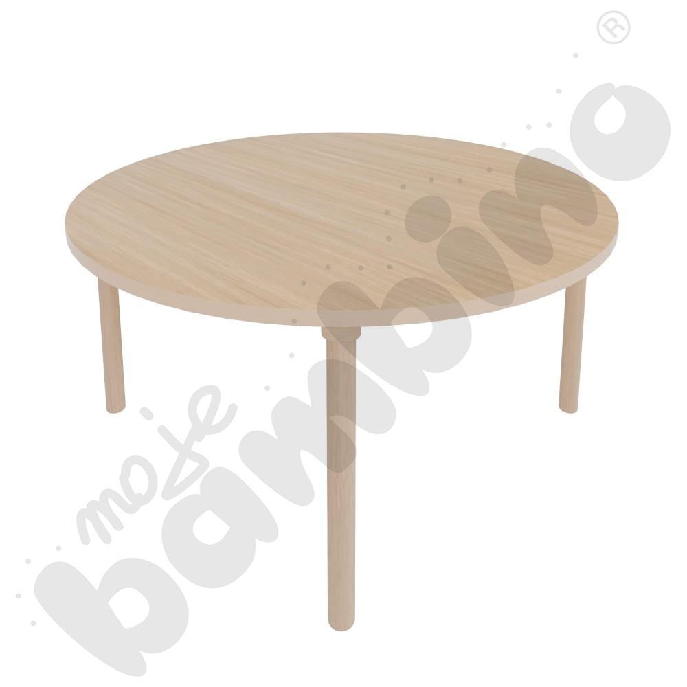 Stół Marcus okrągły 90 x 90 rozm. 4, stelaż drewniany brzozowy, stopka drewniana, blat klon 375, narożniki zaokrąglone