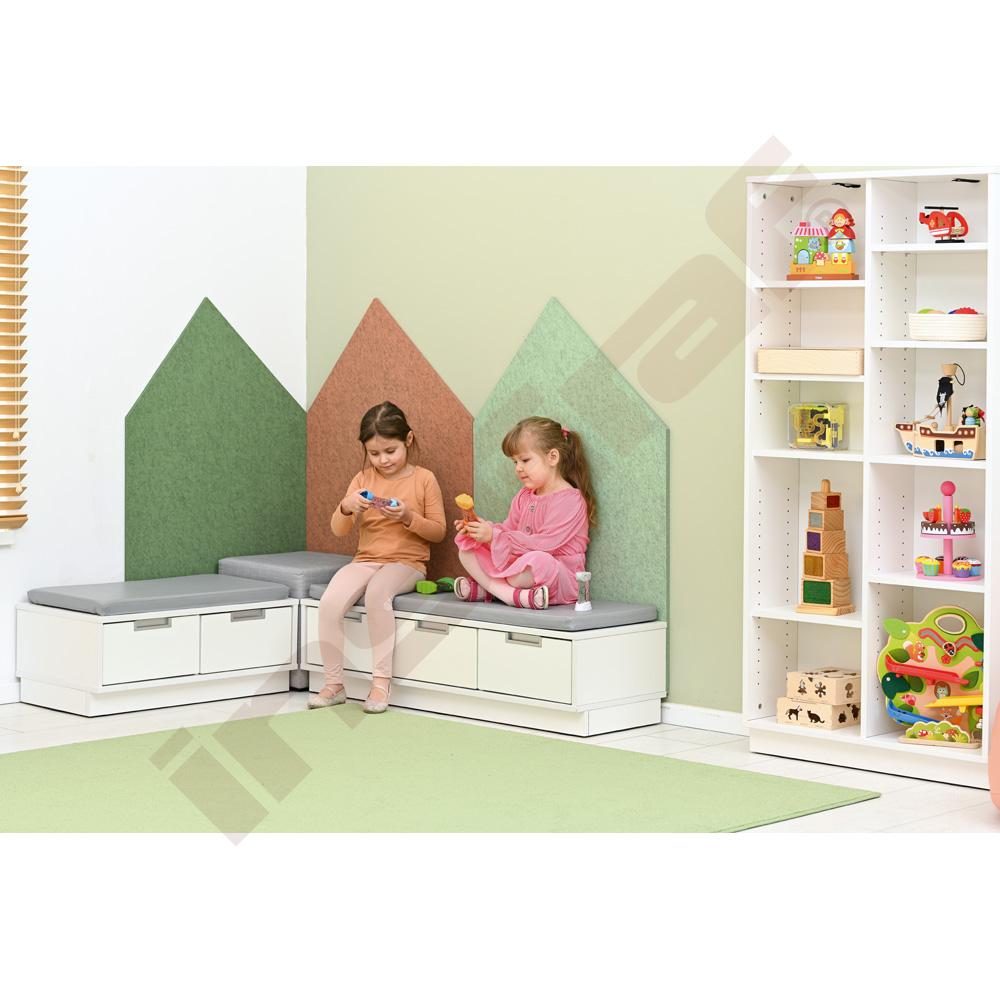 Quadro - Sitzbank mit Schubladen B 116, weiß - mit grauer Matte