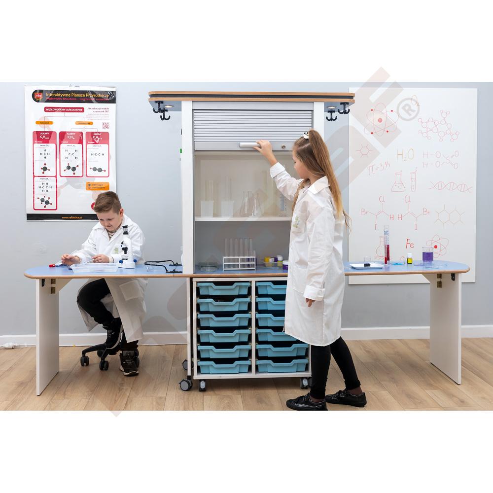 Laboratórium s modrými organizérmi