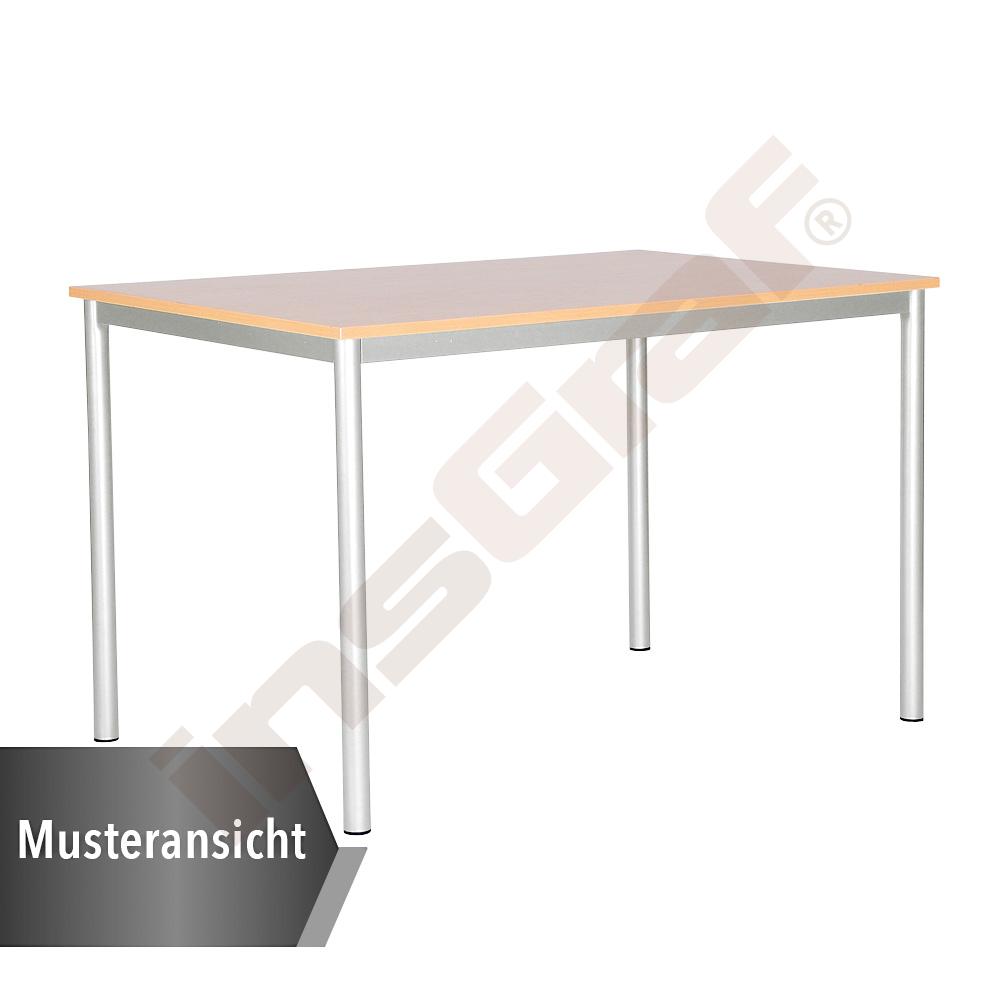 MILA Tisch 120x80, TH 76 cm (Gr. 6), gerade Ecken, Beine alufarben - weiß