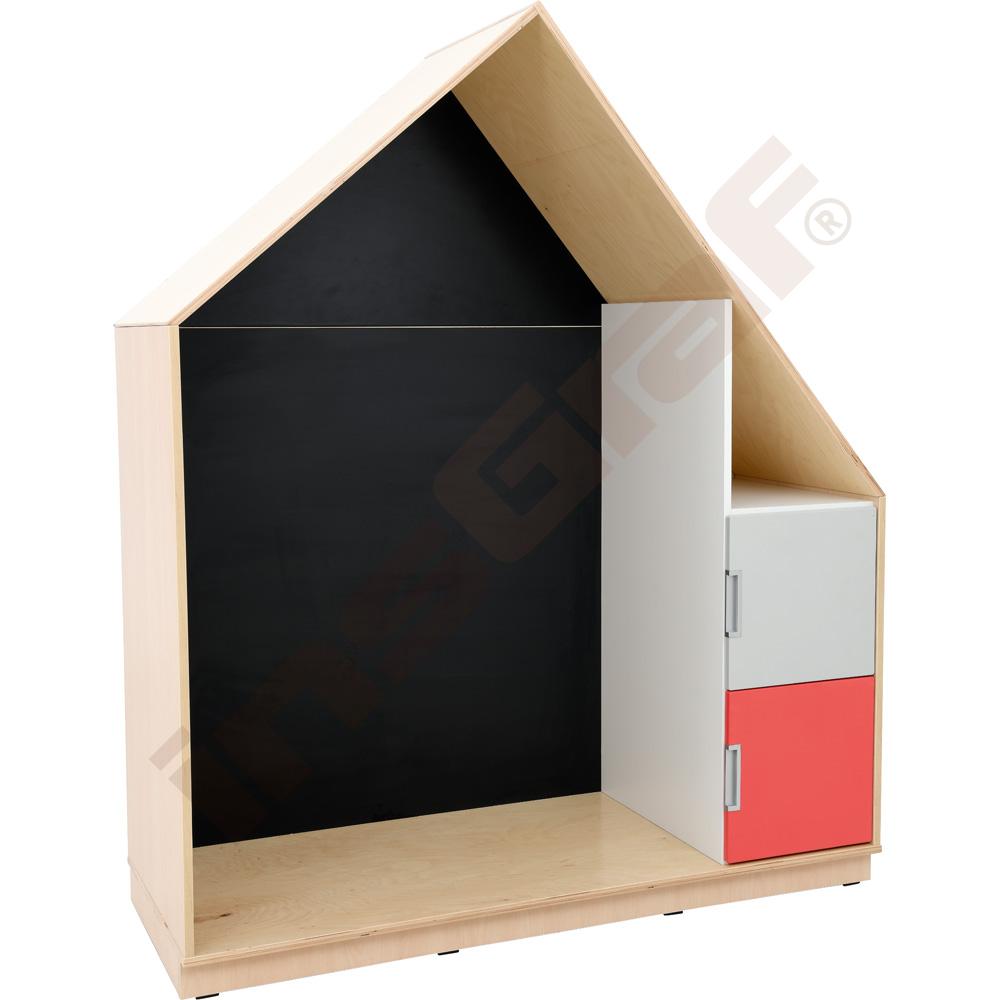 Quadro - skříňka-domeček s magnetickou tabulí a 2 policemi 